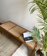 Teak Wood Rattan Bench - Zufolo Designs