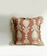 Lush Ikat fringe cushion cover