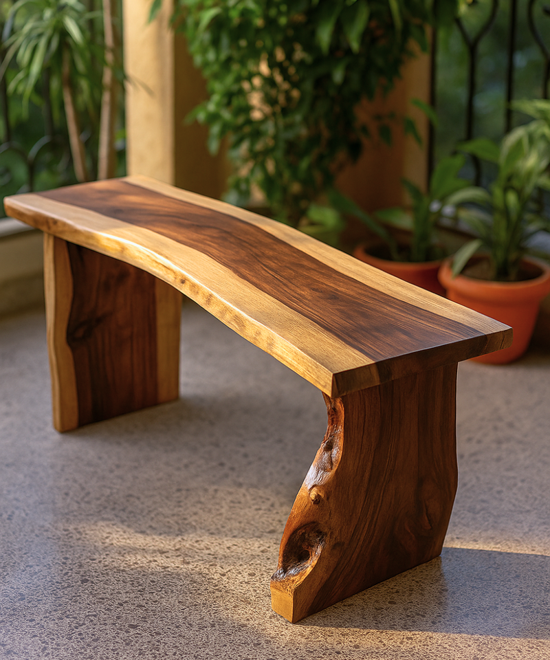 Wood Art Log Bench