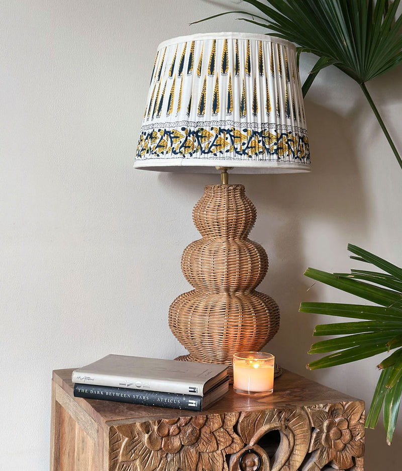 Cane Curve Block Print Lamp
