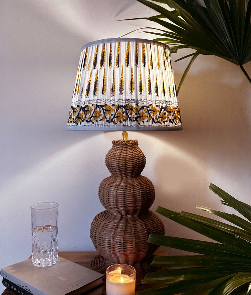 Cane Curve Block Print Lamp