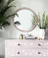 Blush Pink Floral Stripe Chest of Drawers in Vegan Inlay