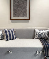 Blues Embroidered Ikat cushion cover