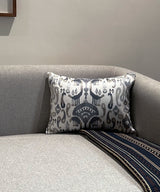 Blues Embroidered Ikat cushion cover