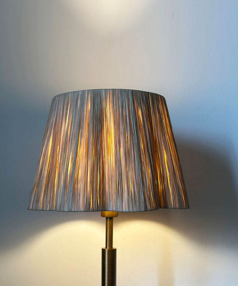 Antique Brass Table Lamp with Raffia Shade
