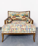 Mosaic Stripe Wooden Chaise Lounge with Ottoman