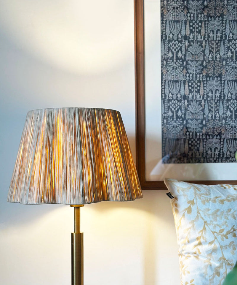 Antique Brass Table Lamp with Raffia Shade