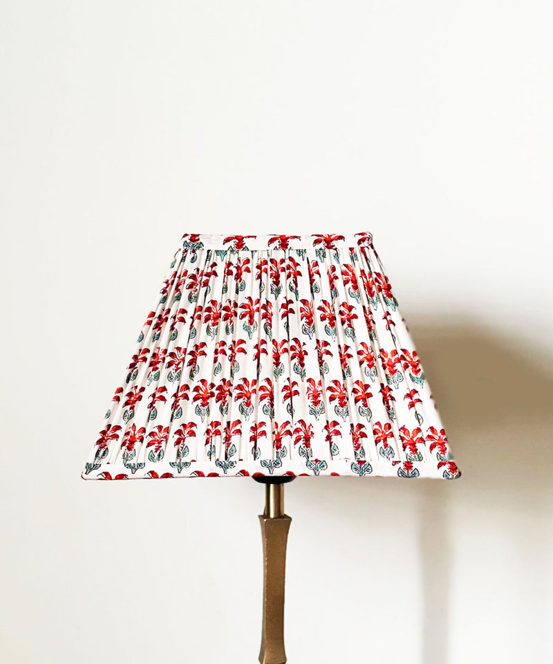 Brushed Brass Table Lamp with Pleated Floral Shade