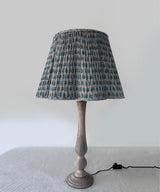 Wooden Table Lamp with Sage Pleated Fabric Shade