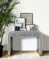 Monochrome Striped Bone Inlay Console Table