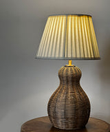 Cane Weave Lamp with Classic Ivory Shade