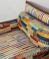 Mosaic Stripe Wooden Chaise Lounge with Ottoman