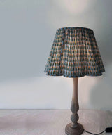 Wooden Table Lamp with Sage Pleated Fabric Shade