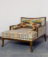 Mosaic Stripe Wooden Chaise Lounge with Ottoman