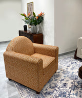 Tangerine Embroidered Club Accent Chair