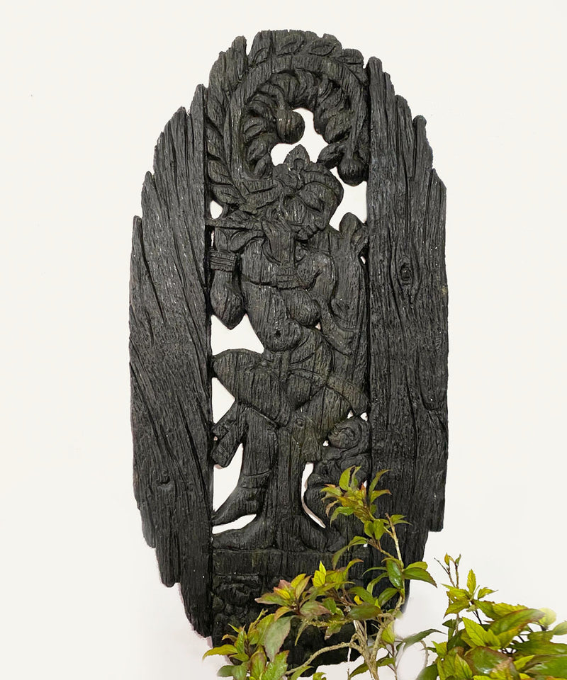 Coal Krishna Sculpture