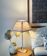 Brushed Brass Table Lamp with Pleated Floral Shade