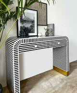 Monochrome Striped Bone Inlay Console Table