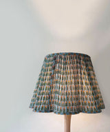 Wooden Table Lamp with Sage Pleated Fabric Shade