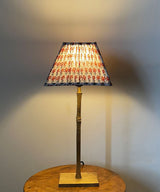 Brushed Brass Table Lamp with Pleated Floral Shade