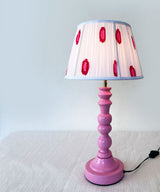 Rouge Petal Table Lamp with Polka Pleated Shade