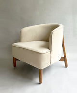 Beige Barrel Teak Chair