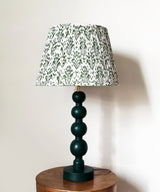 Green Globe Table Lamp with Pleated Ikat Shade