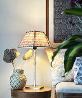 Brushed Brass Table Lamp with Pleated Floral Shade