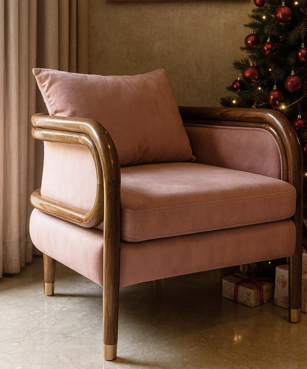 Curved Blush Blossom Chair