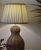 Cane Weave Lamp with Classic Ivory Shade