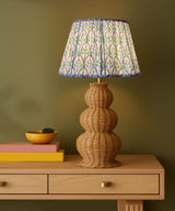 Cane Bloom Lamp With Floral Pleated Shade