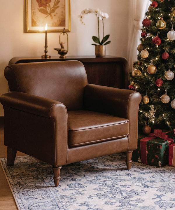 English Lounge Faux Leather Chair