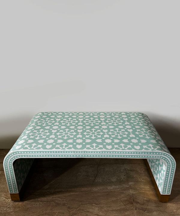Pastel Green Mosaic Vegan Inlay Coffee Table - Zufolo Designs