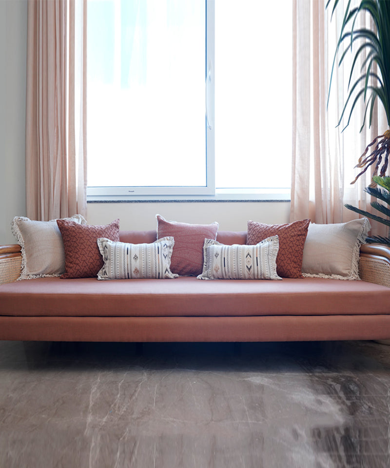 Rust Kantha Cushion Cover