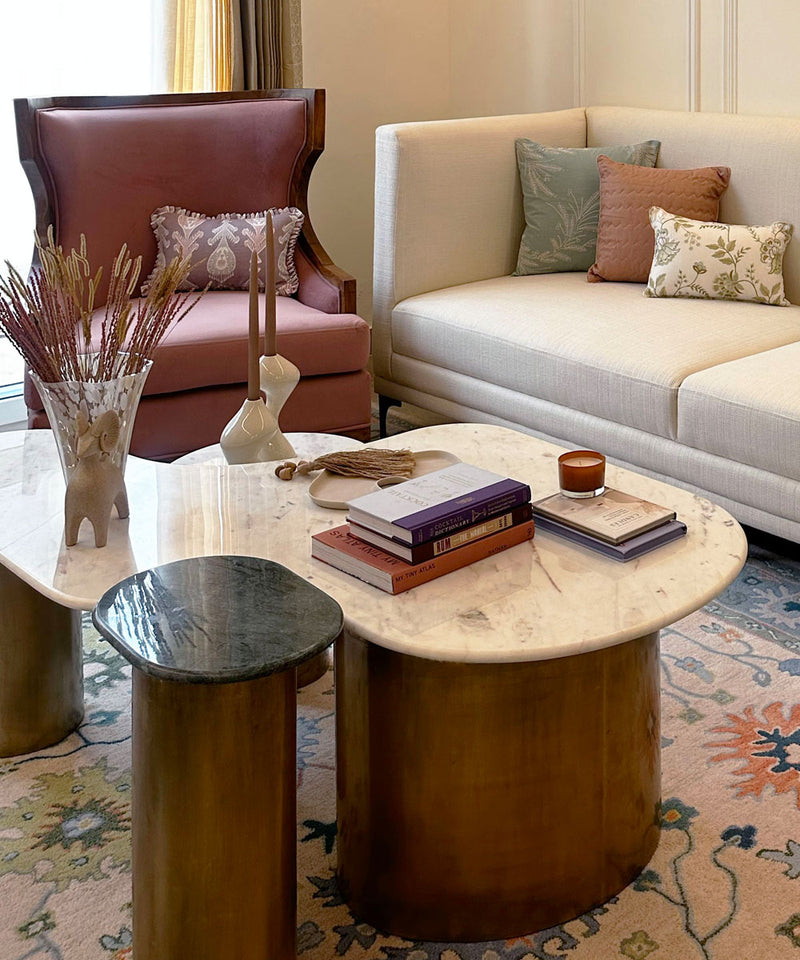 Marble three tier coffee table.