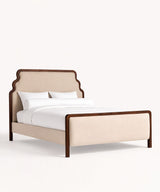 Sona Linen Acacia Wood Bed