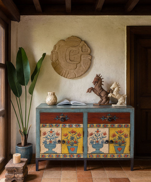 Hand painted Botanical Console / Buffet - Zufolo Designs