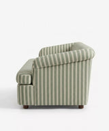 Sage Stripe English Roll Arm Three Seater Sofa