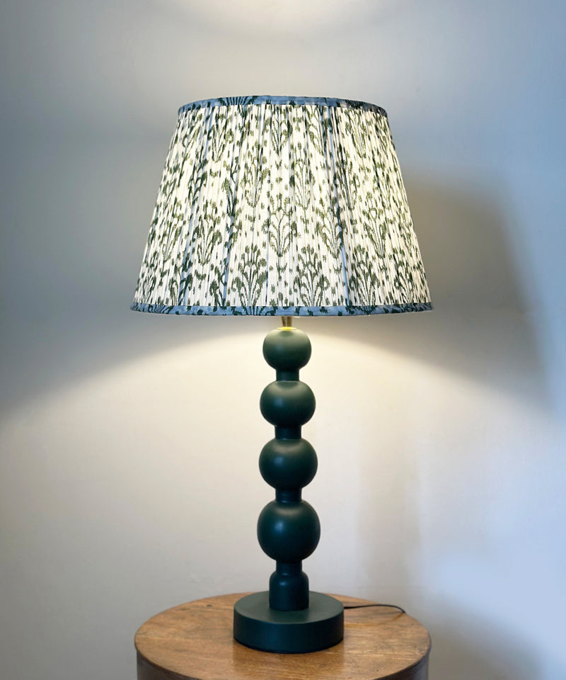Green Globe Table Lamp with Pleated Ikat Shade