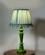 Vintage Green Pedestal Lamp with Pleated Shade