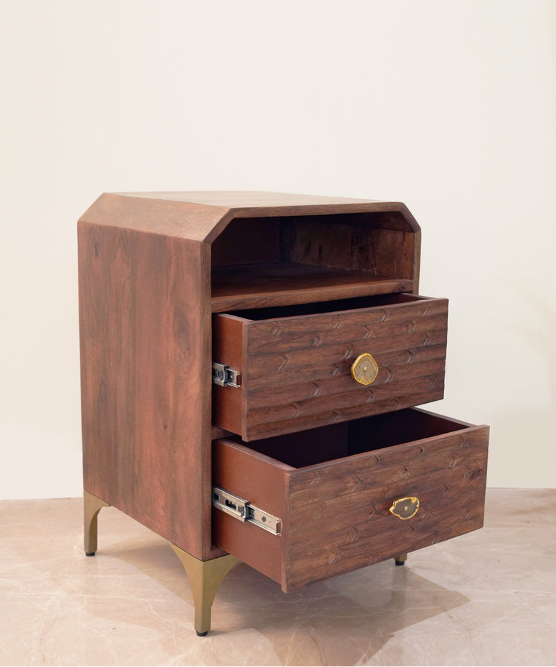 Wooden Carved Bed Side Table