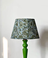 Green Gloss Lamp With Botanical Print Shade