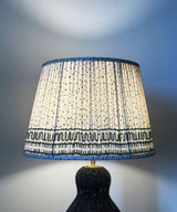 Black Wicker Gourd Table Lamp with Pleated Dot Print Shade
