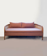 Rust Cane Teak Three Seater sofa