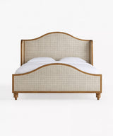 Checker Linen Acacia Wood Bed