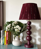 Mulberry Table Lamp with Maroon Ikat Pleated Shade