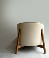 Beige Barrel Teak Chair