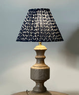 Indigo Leaf Wooden Table Pleated Lamp