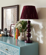 Mulberry Table Lamp with Maroon Ikat Pleated Shade