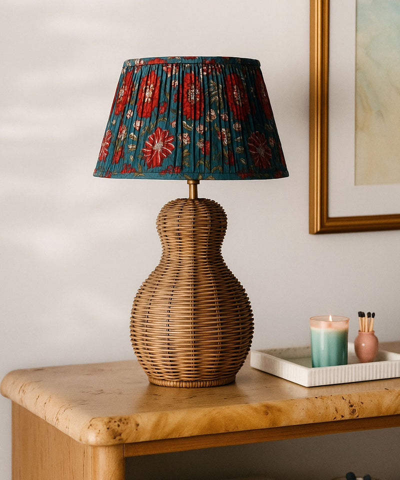Rustic Floral Rattan Lamp
